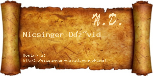 Nicsinger Dávid névjegykártya